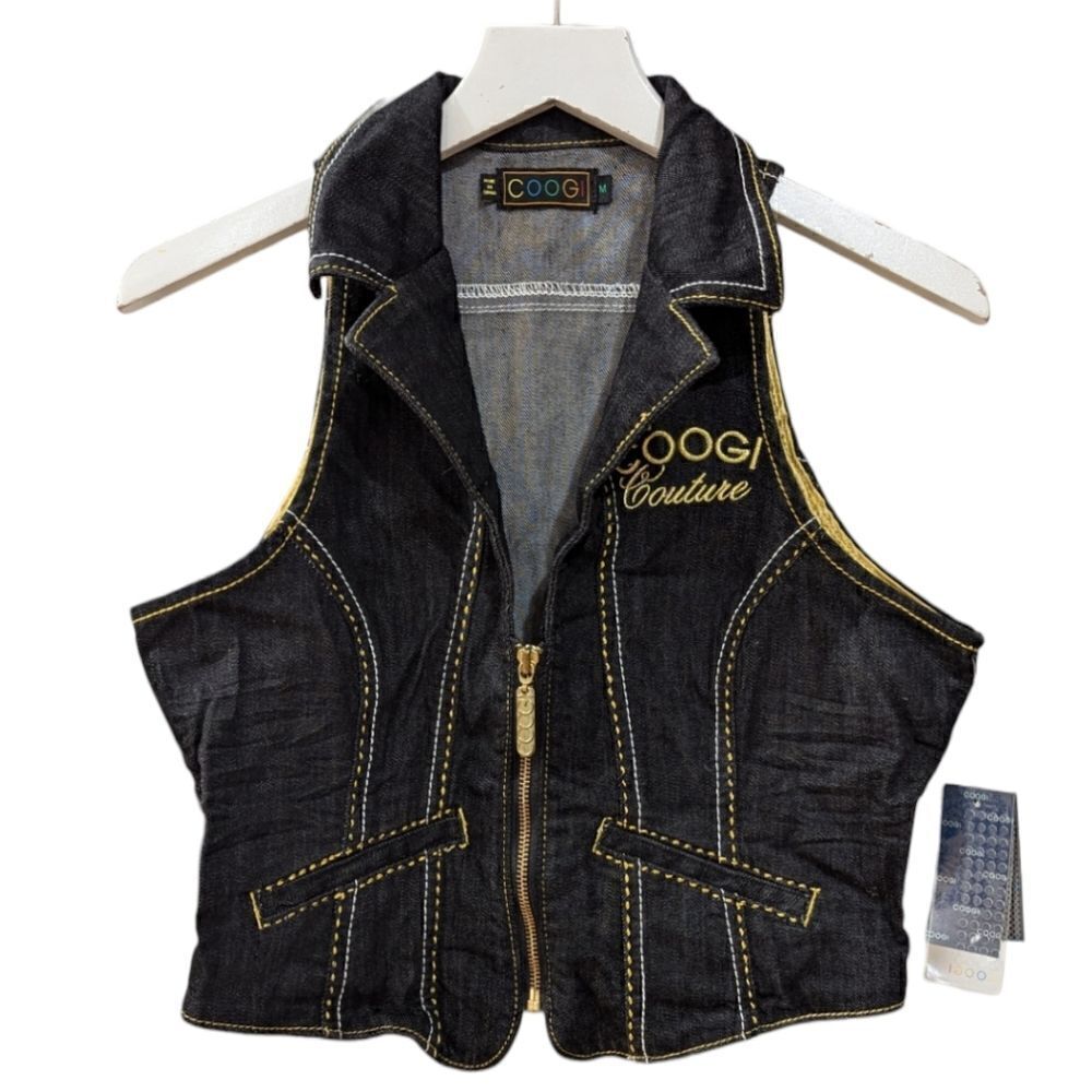 COOGI 90's Y2K Denim with Rhinestones Vest Womens Medium NWT
